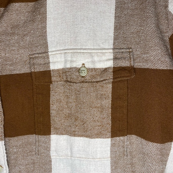 Old Navy Boyfriend Flannel, Brown and Cream Plaid - Picture 3 of 6